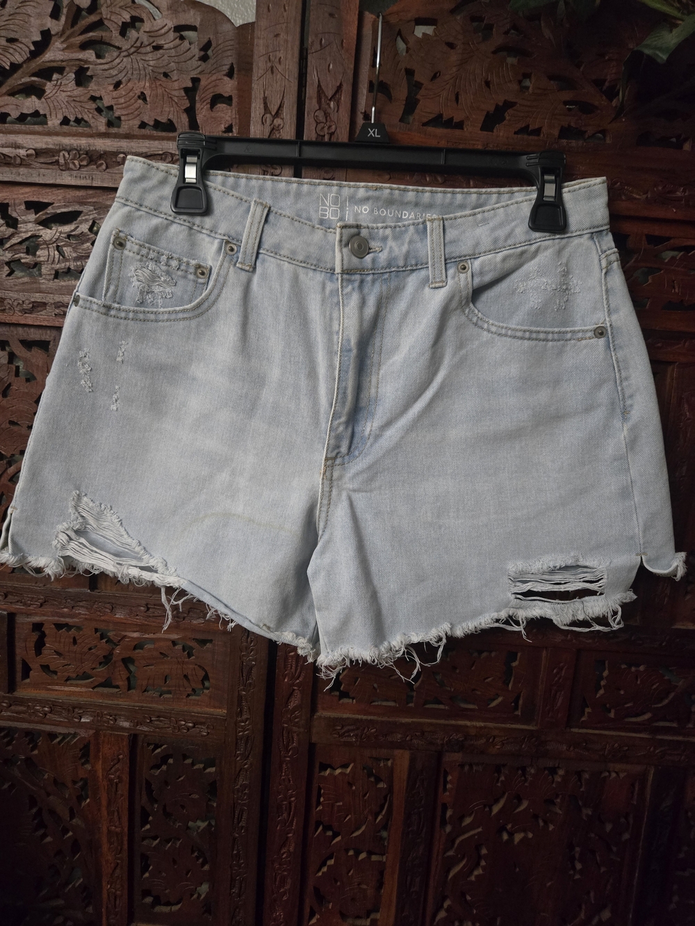 No Boundaries Light Blue Distressed Denim Shorts